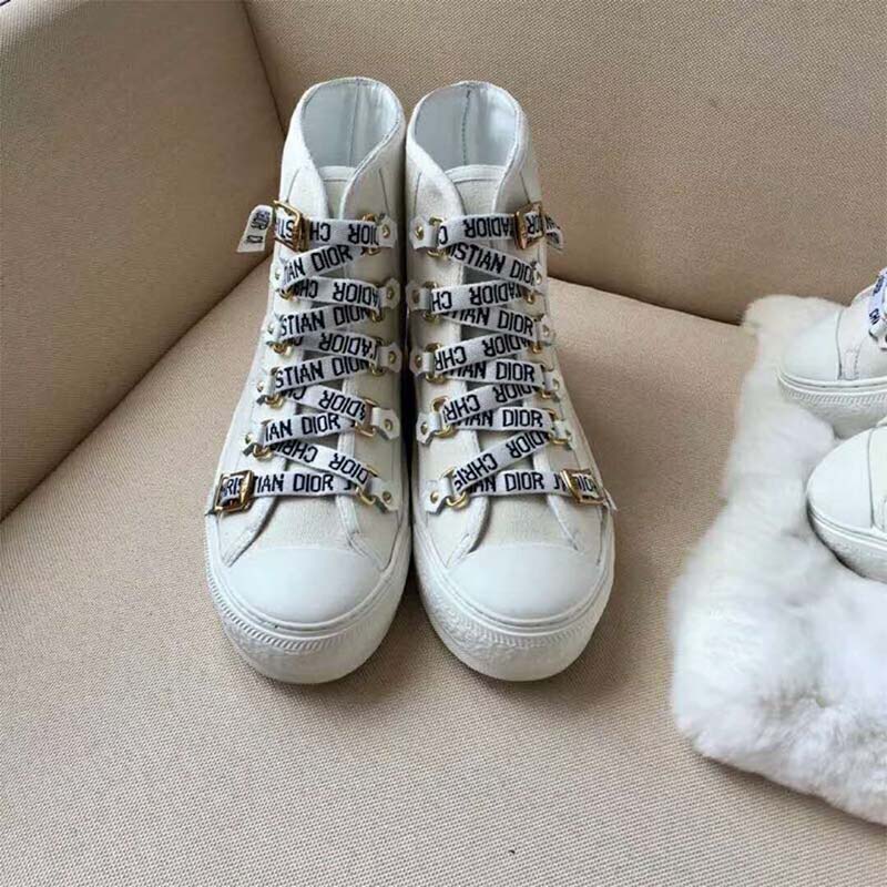 Dior Women Shoes High-Top Trainer in White Canvas-White - image 4