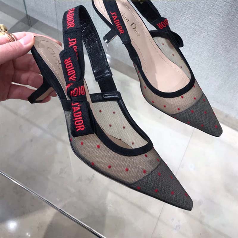 Dior Women Shoes J’Adior Dotted Swiss Slingback 65mm Heel-Red - image 7
