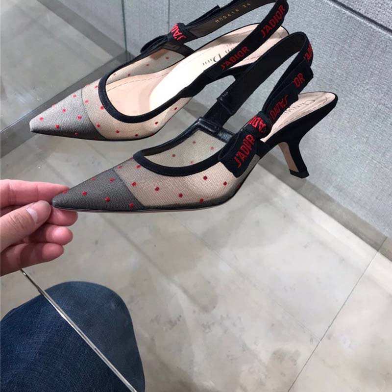 Dior Women Shoes J’Adior Dotted Swiss Slingback 65mm Heel-Red - image 5