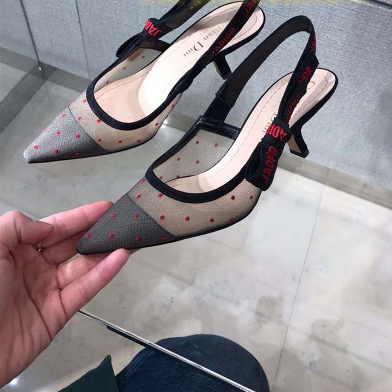 Dior Women Shoes J’Adior Dotted Swiss Slingback 65mm Heel-Red - image 4