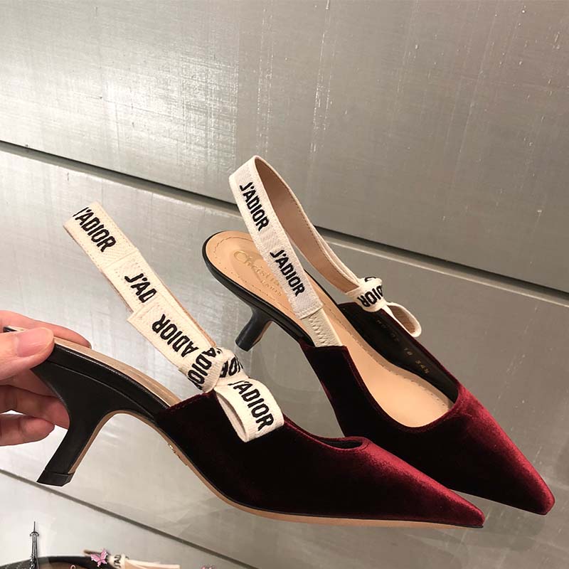 Rear angle showing adjustable slingback strap on Dior Women Shoes J’Adior