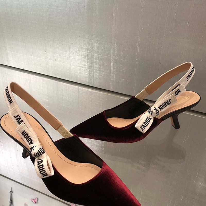 Dior Women Shoes J’Adior Velvet Slingback 65mm Heel Hight-Maroon - image 4