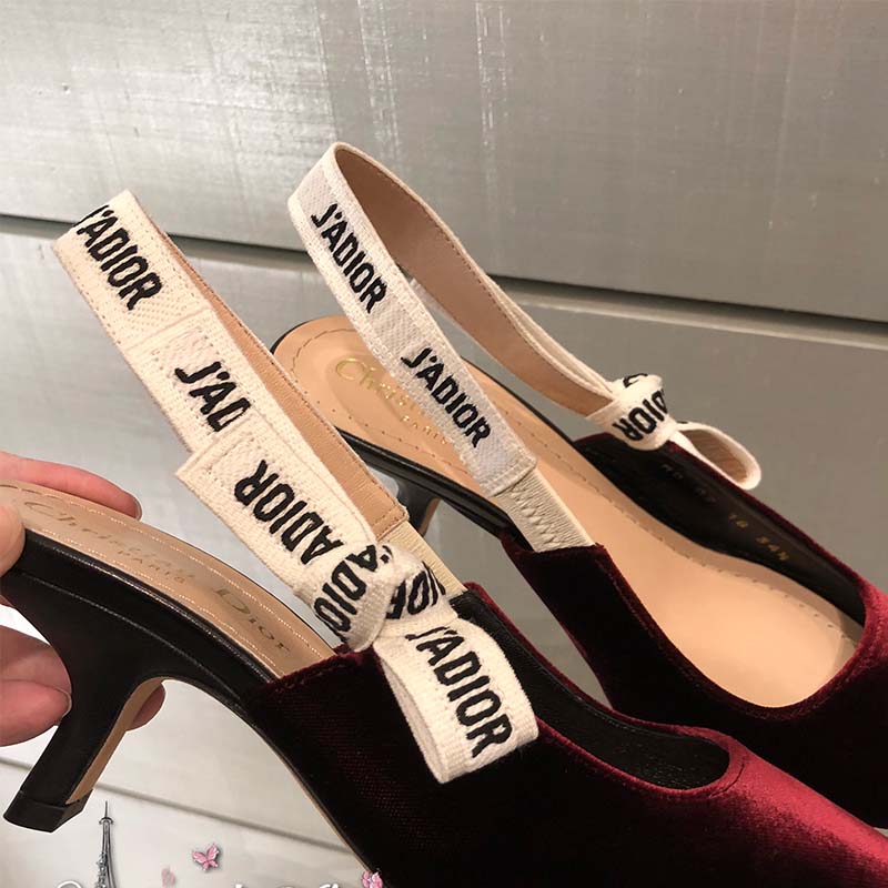 Dior Women Shoes J’Adior Velvet Slingback 65mm Heel Hight-Maroon - image 6
