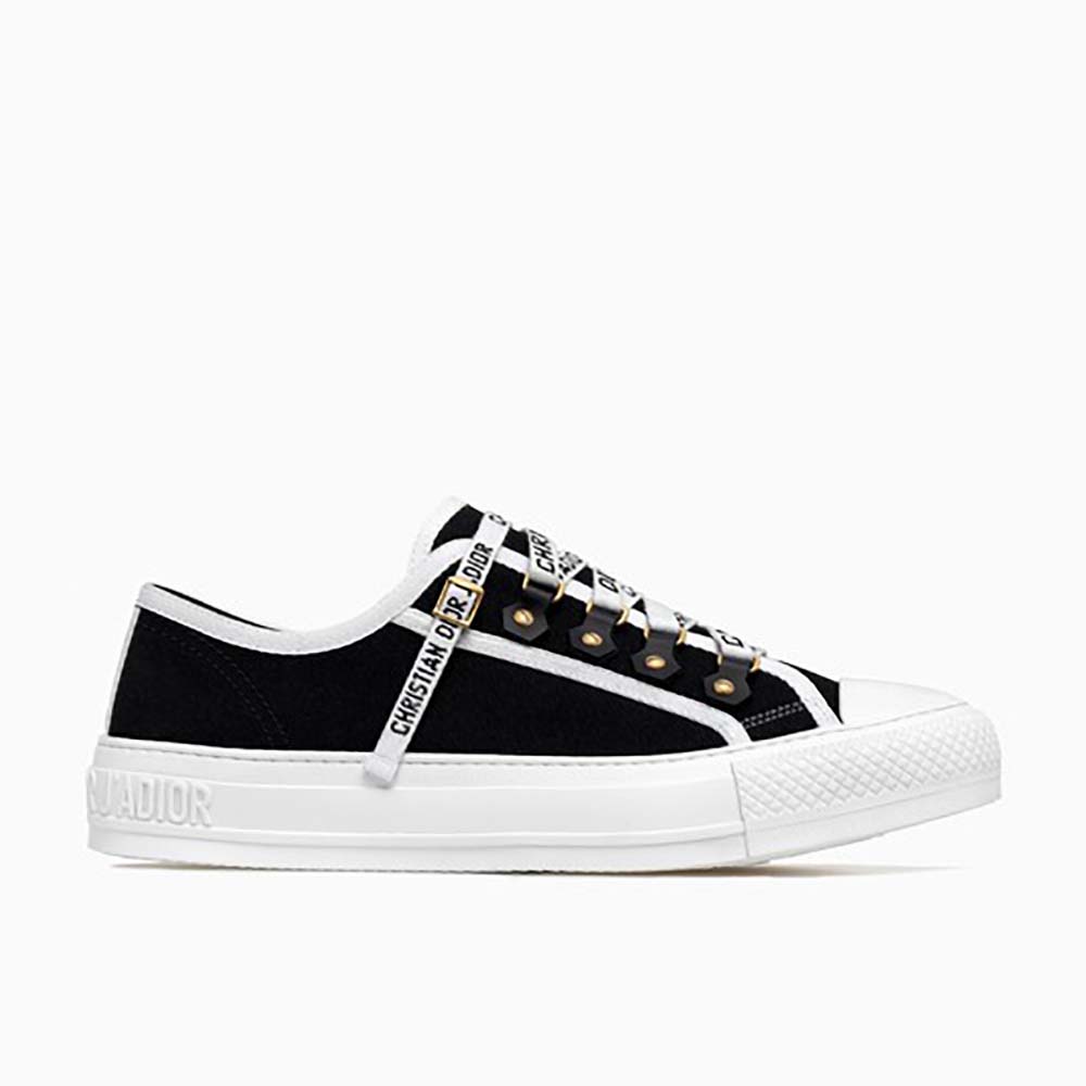 Side profile of Dior Women Shoes Low-Top Trainer in Canvas-Black