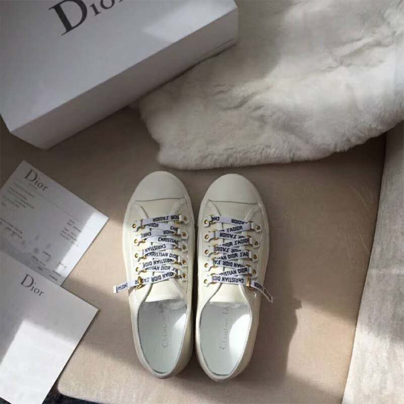 Top-down look at lace-up detail on Dior Women Shoes Low-Top Trainer