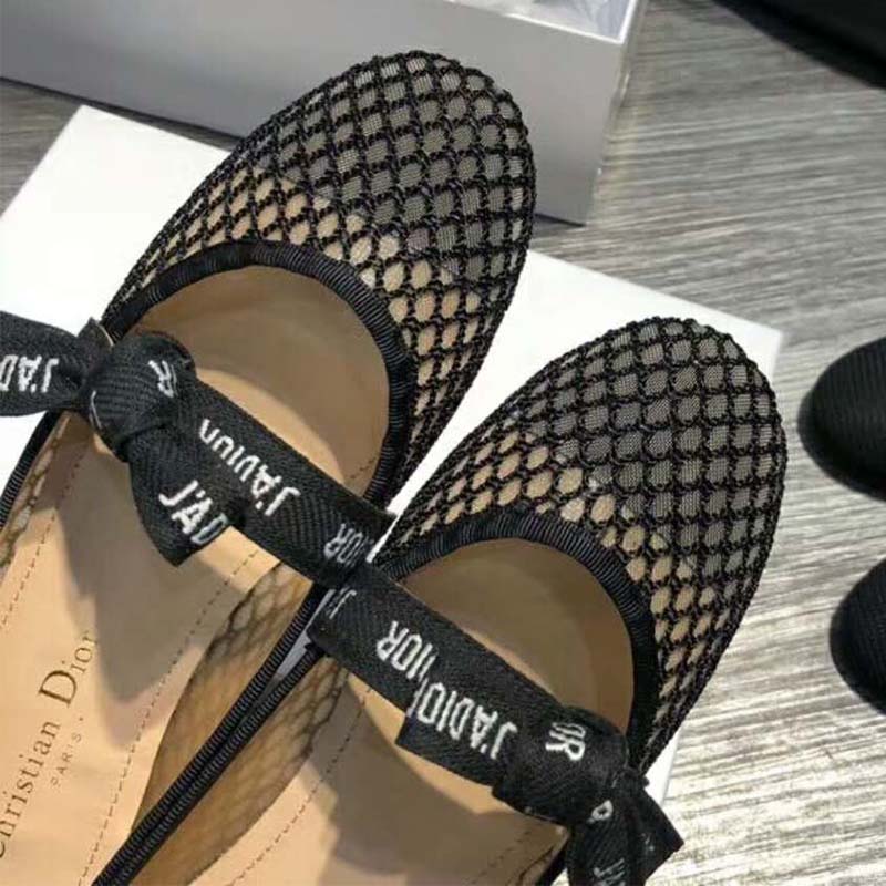 Dior Women Shoes Miss J’Adior Mesh Ballet Pump-Black - image 9