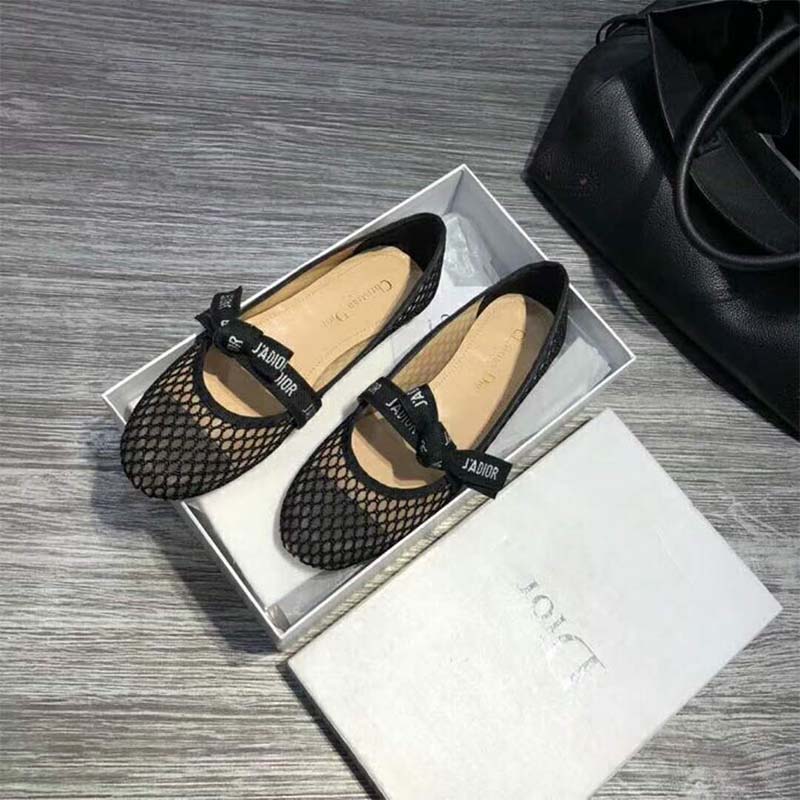 Dior Women Shoes Miss J’Adior Mesh Ballet Pump-Black - image 5