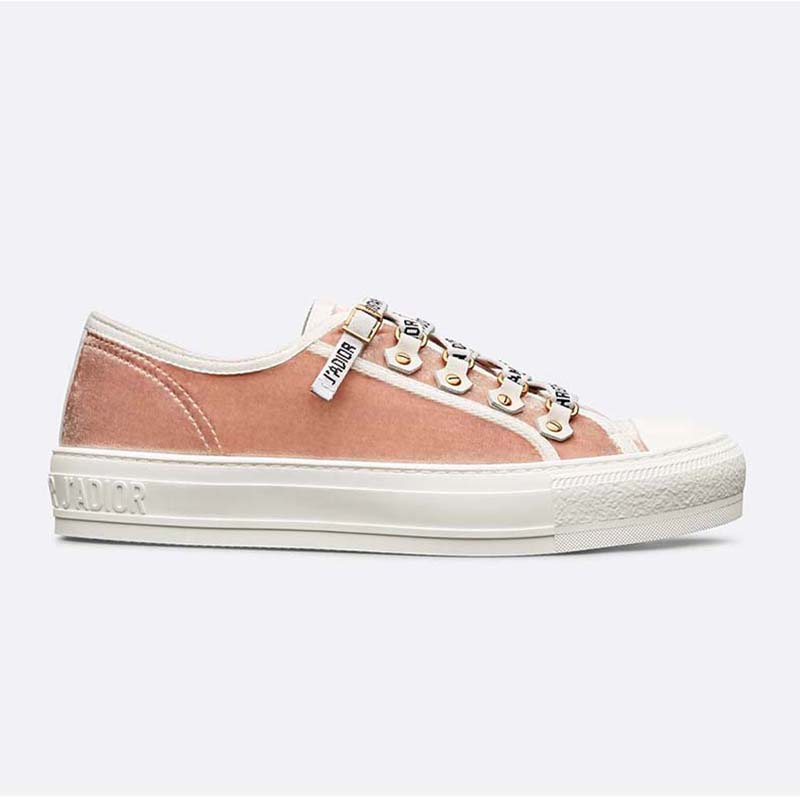 Side view of Dior Women Shoes Walk’n’Dior Velvet Sneaker-Pink in velvet