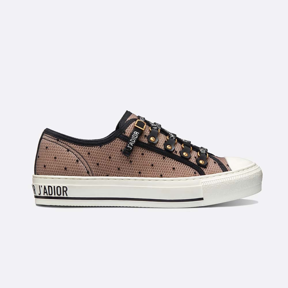 Side view of Dior Women Shoes Walkndior Plumetis Sneaker 5cm Heel-Brown
