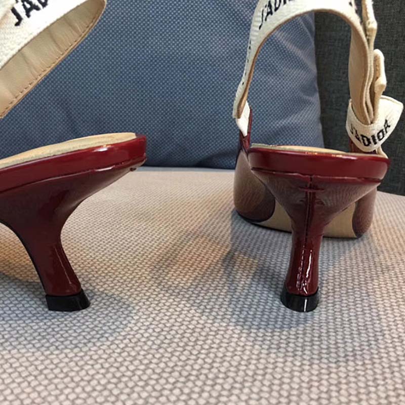 Dior Women Sling-Back Patent Leather J’Adior Ribbon 6.5cm Shoes-Red - image 7
