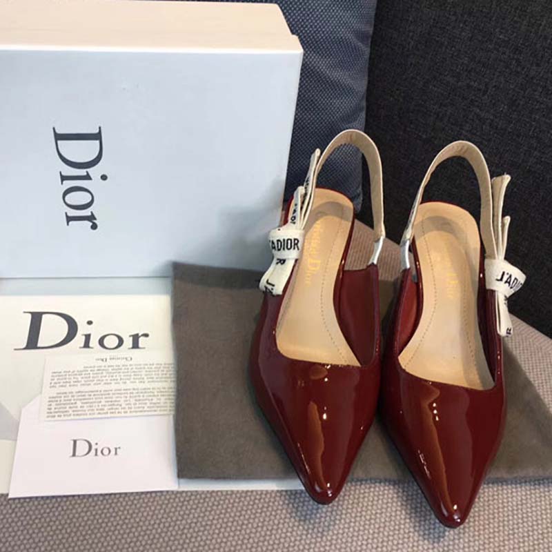 Dior Women Sling-Back Patent Leather J’Adior Ribbon 6.5cm Shoes-Red - image 6
