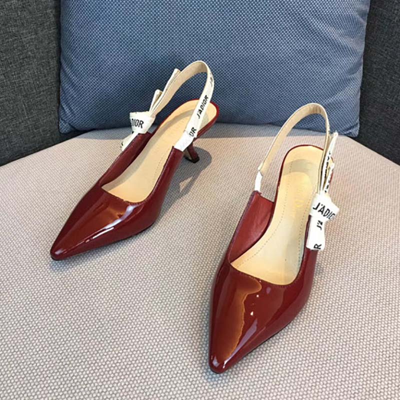 Dior Women Sling-Back Patent Leather J’Adior Ribbon 6.5cm Shoes-Red - image 5