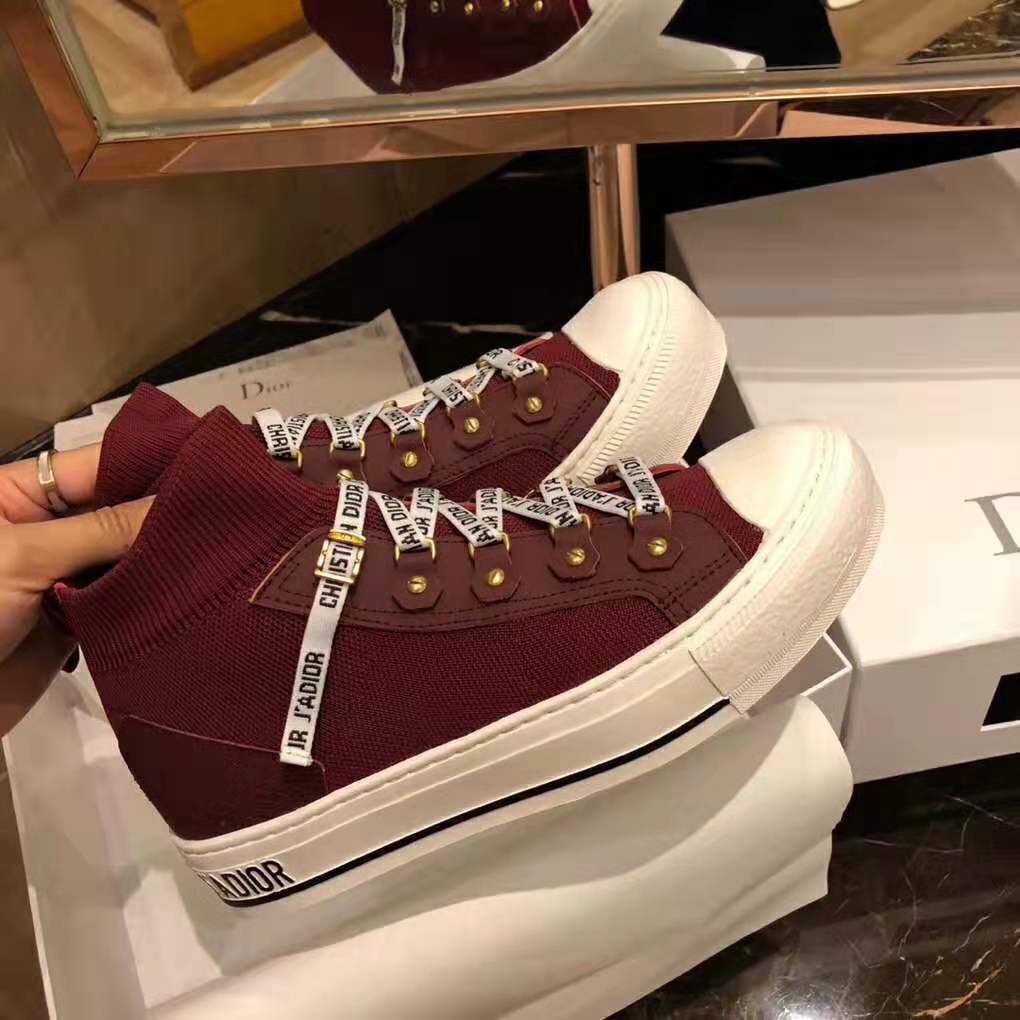 Dior Women Walk’N’Dior Techincal Knit Mid-Top Sneaker-Red - image 6