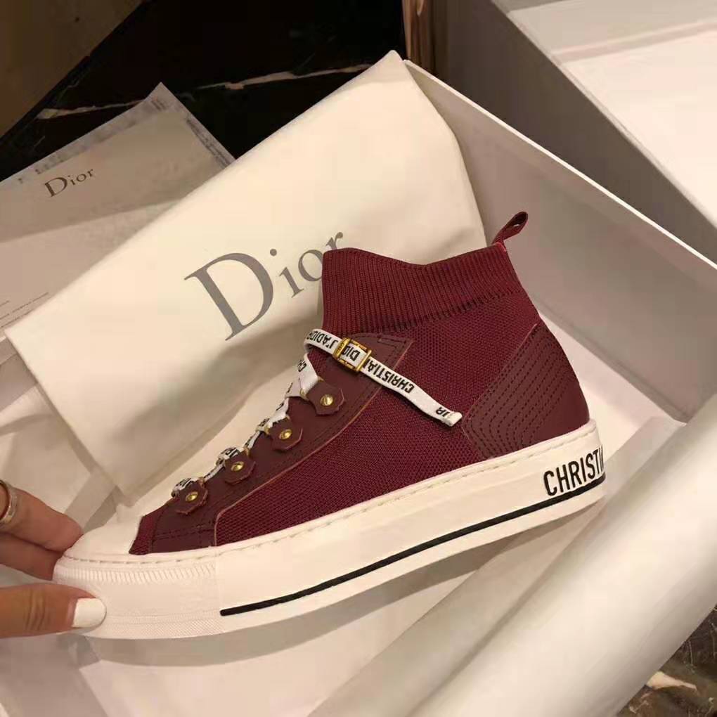 Dior Women Walk’N’Dior Techincal Knit Mid-Top Sneaker-Red - image 4