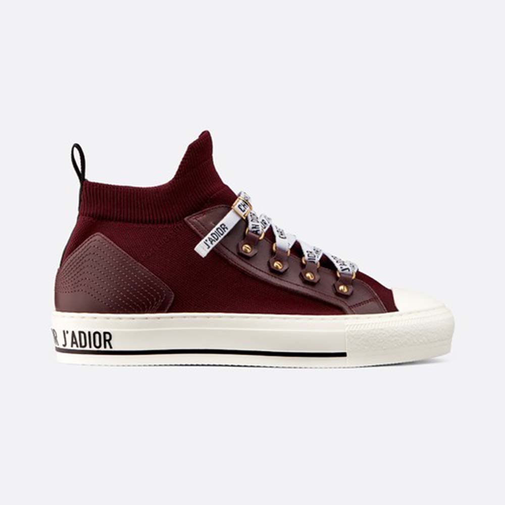 Side view of Dior Women Walk’N’Dior Technical Knit Mid-Top Sneaker-Red
