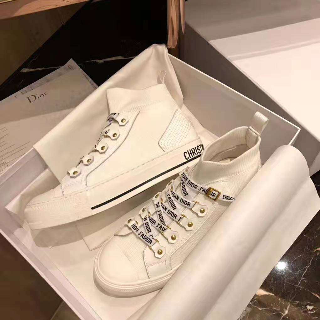 Dior Women Walk’N’Dior Techincal Knit Mid-Top Sneaker-White - image 4