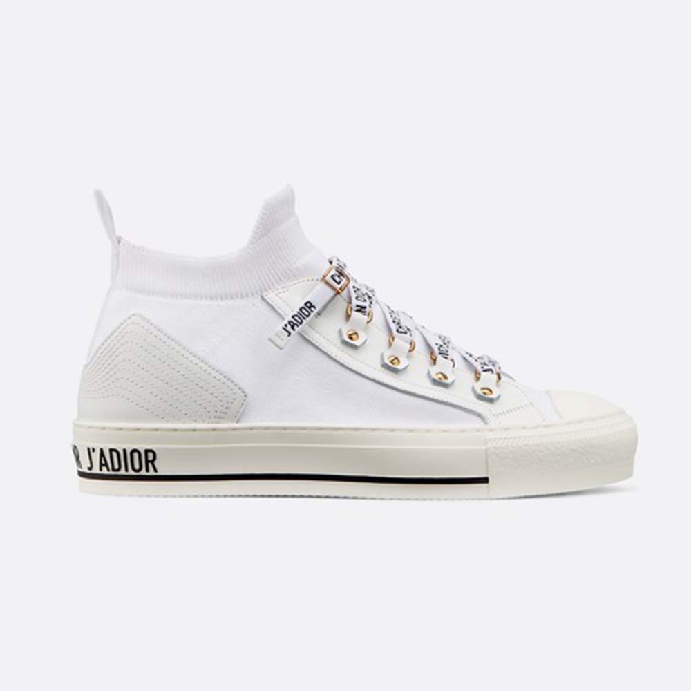 Side angle of Dior Women Walk’N’Dior Technical Knit Mid-Top Sneaker-White