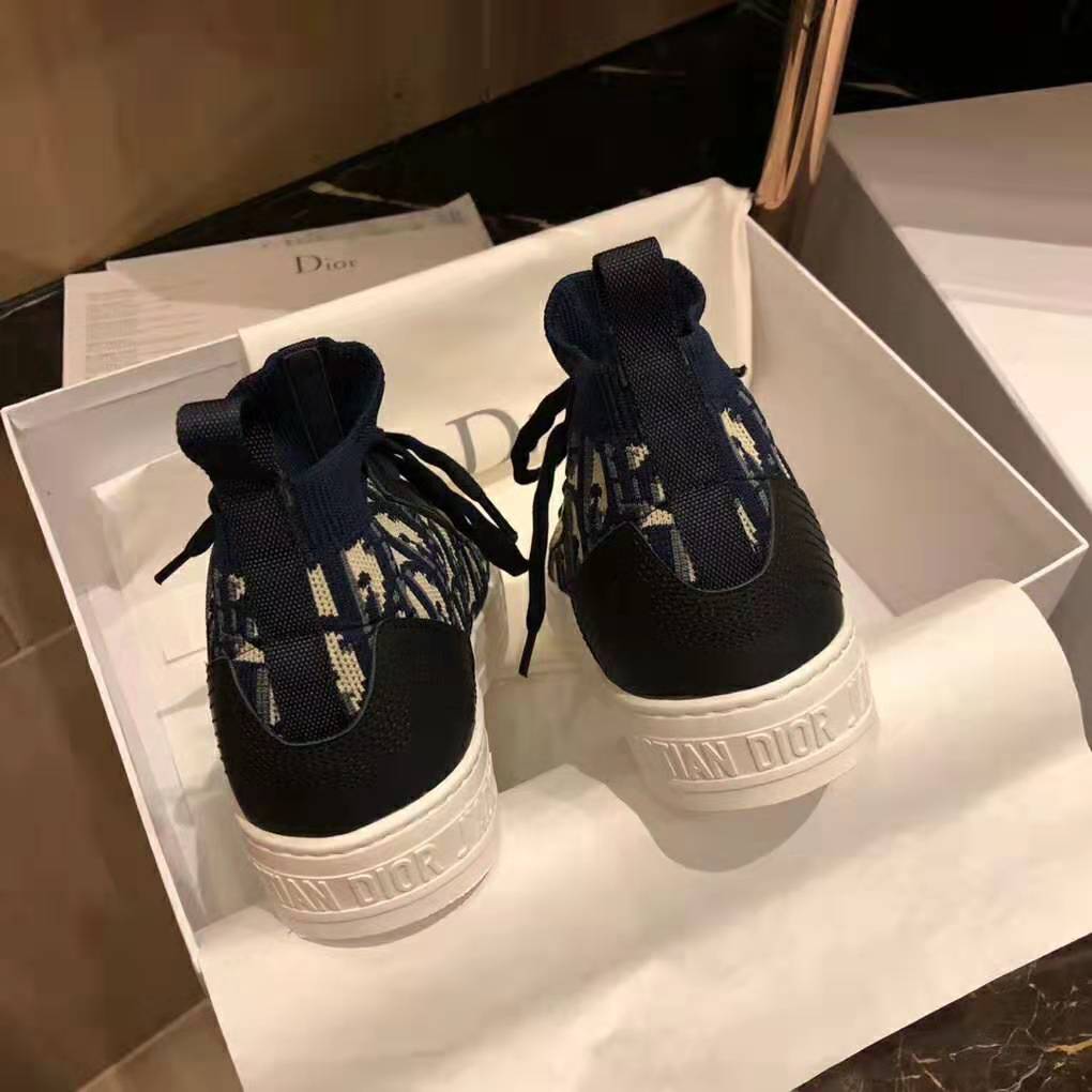 Dior Women Walk’N’Dior Techincal Knit Oblique Mid-Top Sneaker-Navy - image 4