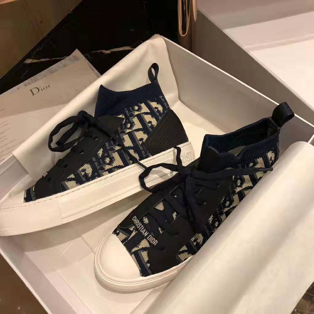 Dior Women Walk’N’Dior Techincal Knit Oblique Mid-Top Sneaker-Navy - image 5