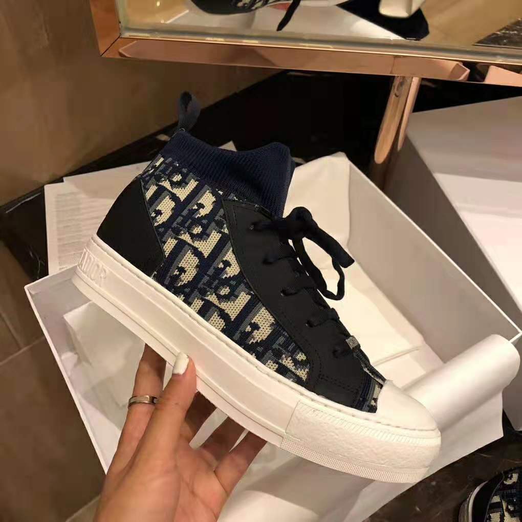 Dior Women Walk’N’Dior Techincal Knit Oblique Mid-Top Sneaker-Navy - image 7