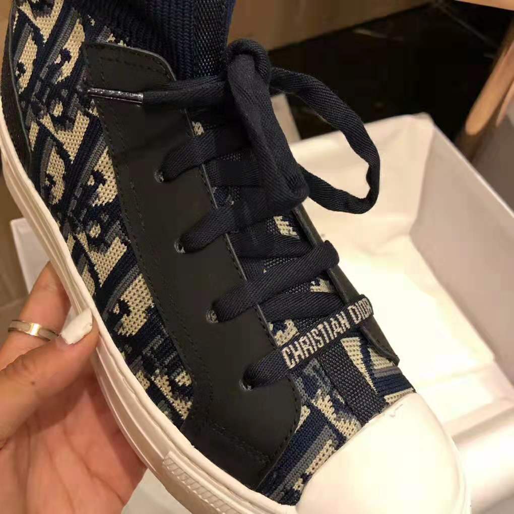 Dior Women Walk’N’Dior Techincal Knit Oblique Mid-Top Sneaker-Navy - image 8