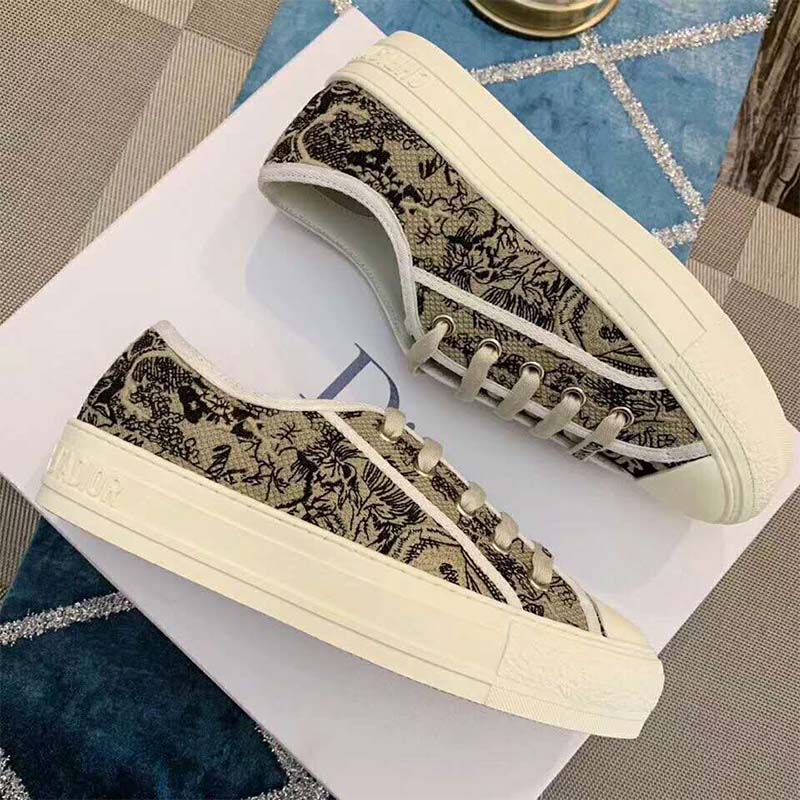 Close-up of Toile De Jouy embroidery on Dior Women Walk’n’Dior Sneaker
