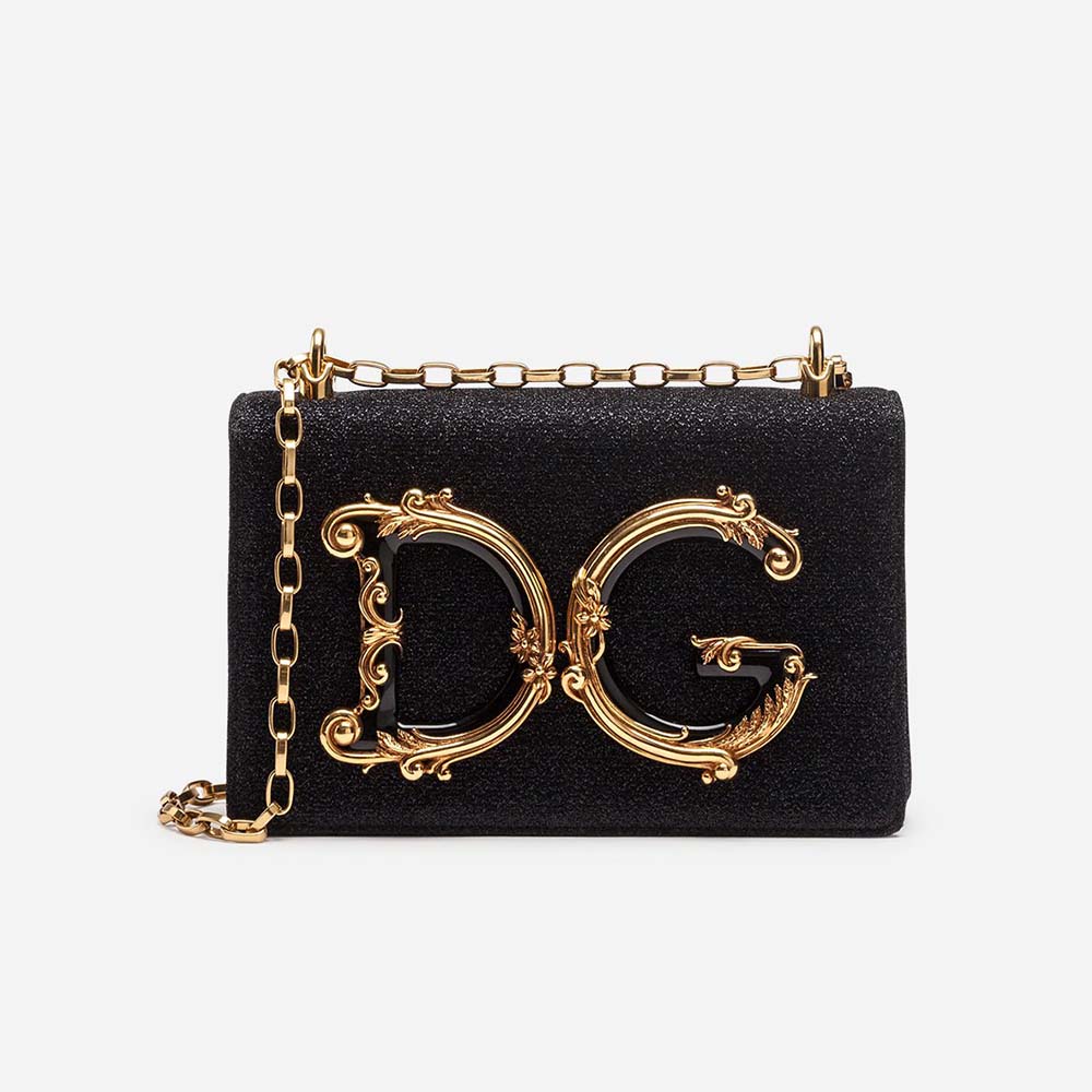 Front view of Dolce Gabbana D&G Women DG Girls Cross-Body Bag Soft Lurex-Black