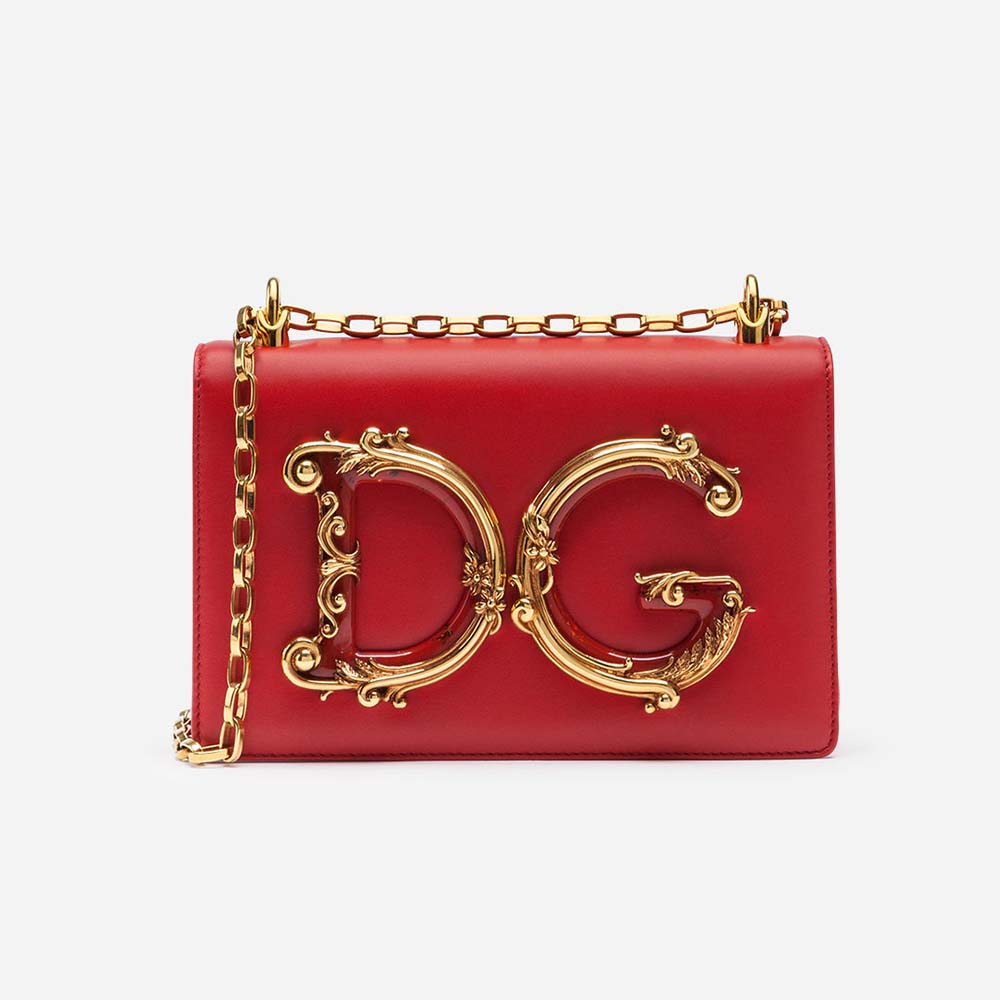 Front view of Dolce Gabbana D&G Women DG Girls Shoulder Bag Nappa Leather-Red