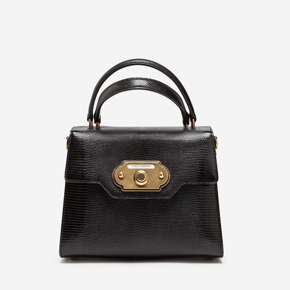 Front view of Dolce Gabbana D&G Women Leather Welcome Handbag-Black