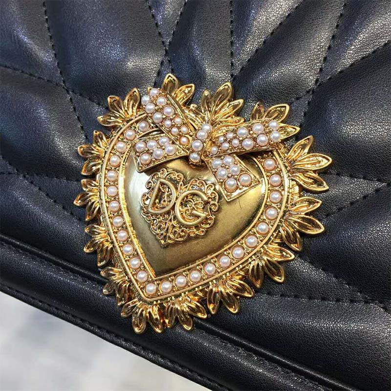 Dolce Gabbana D&G Women Medium Devotion Bag Quilted Nappa Leather-Black - image 5