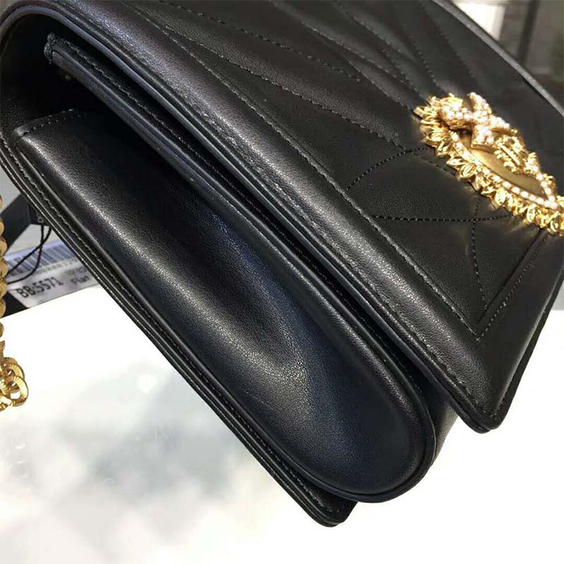 Dolce Gabbana D&G Women Medium Devotion Bag Quilted Nappa Leather-Black - image 7
