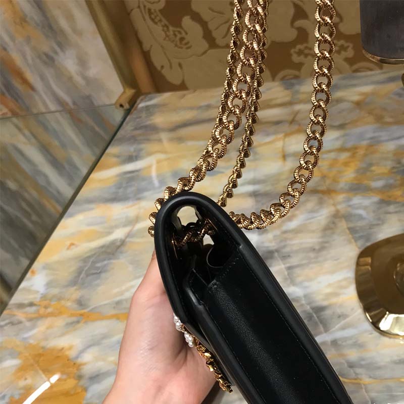 Dolce Gabbana D&G Women Medium Devotion Bag Smooth Calfskin Leather-Black - image 4