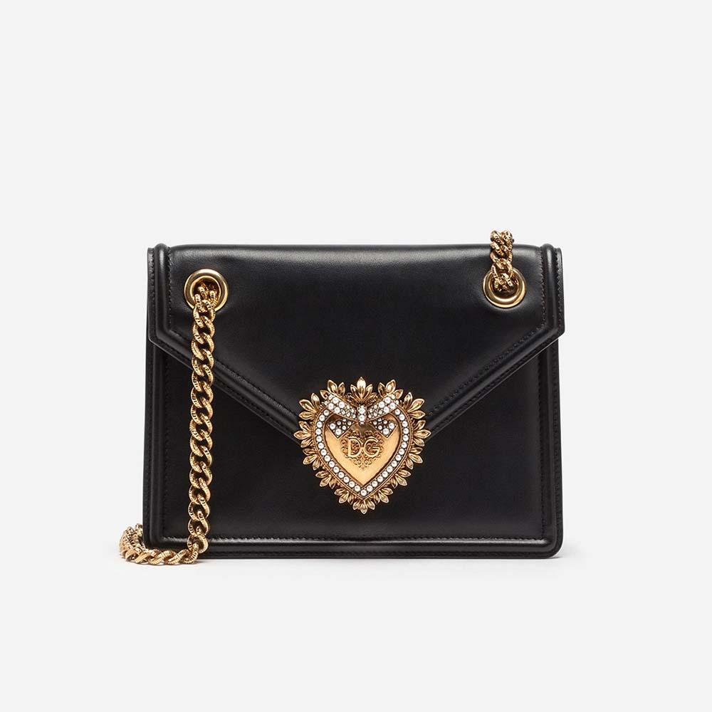 Front view of Dolce Gabbana D&G Women Medium Devotion Bag Black