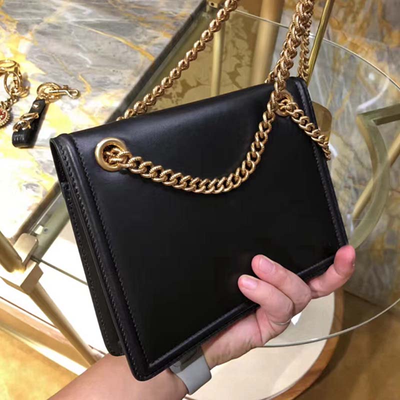 Side angle showing smooth calfskin texture on D&G Women Medium Devotion Bag