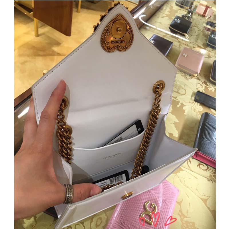 Dolce Gabbana D&G Women Medium Devotion Bag Smooth Calfskin Leather-White - image 4