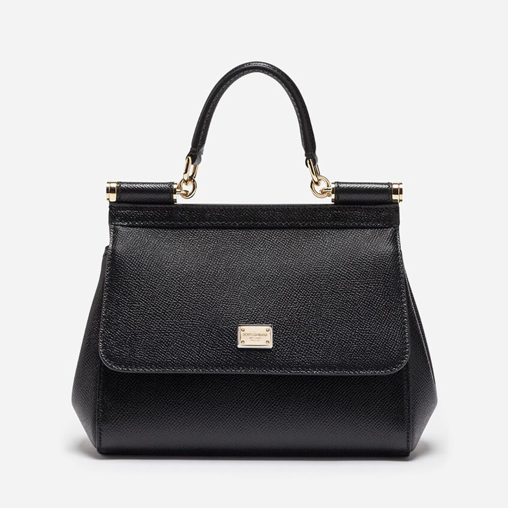 Front view of Dolce Gabbana D&G Women Medium Dauphine Leather Sicily Bag-Black