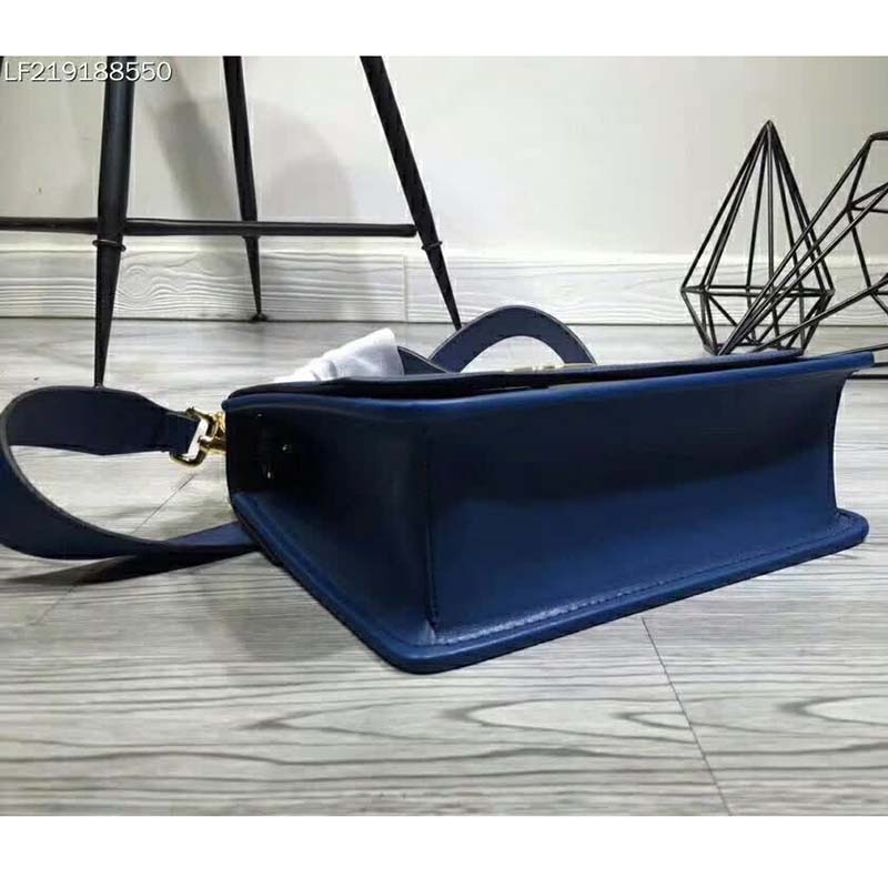Fendi KAN I F Top Flap Leather Bag with Strap-Navy - image 6