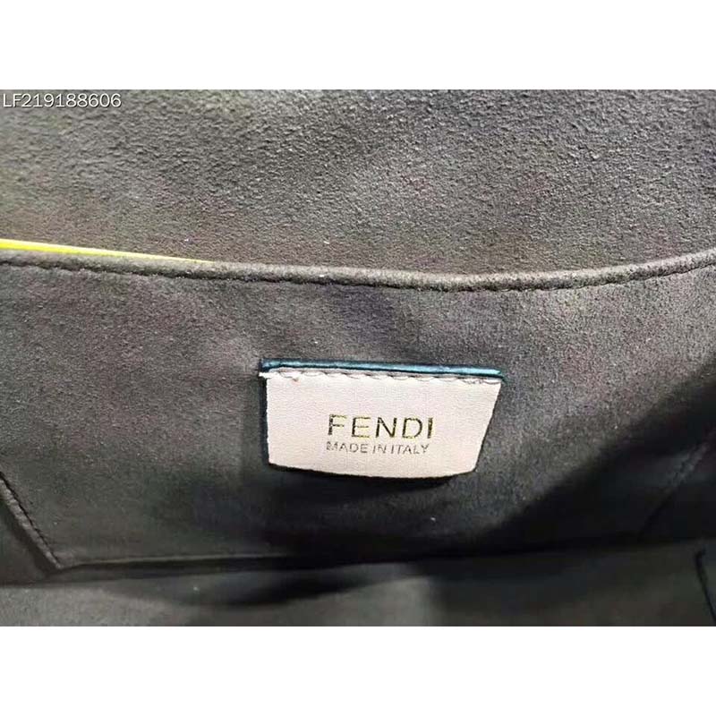 Fendi KAN I F Top Flap Leather Bag with Strap-Navy - image 9