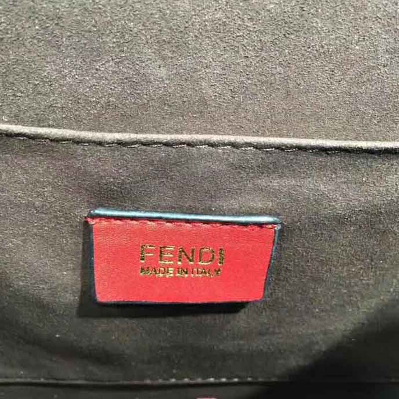 Fendi KAN I F Top Flap Leather Bag with Strap-Red - image 9