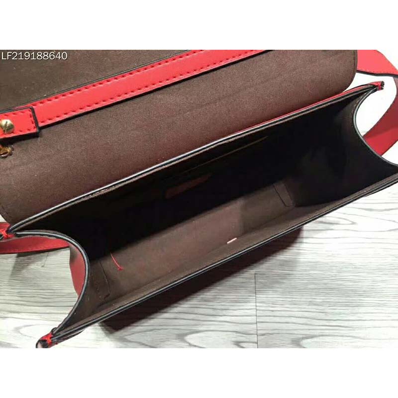 Fendi KAN I F Top Flap Leather Bag with Strap-Red - image 10