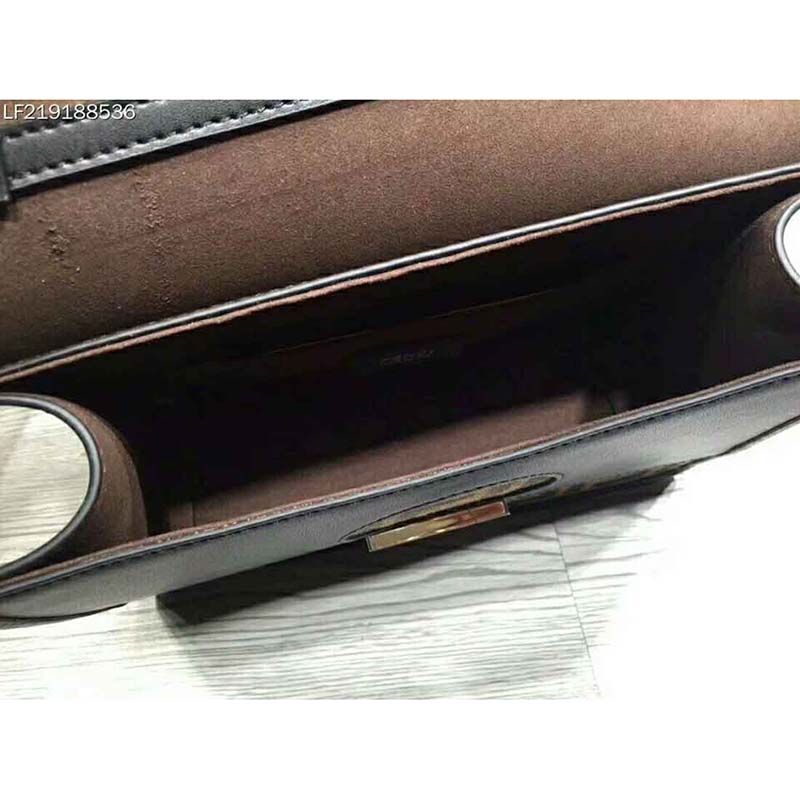 Fendi KAN I F Top Flap Strap Bag with Logo Stitch-Black - image 7