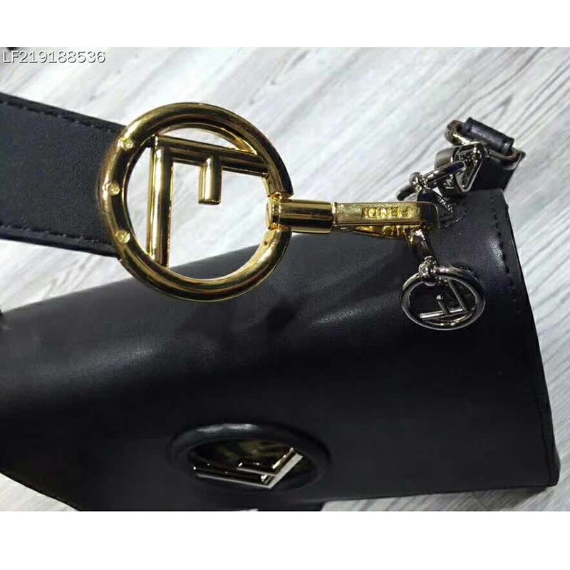 Fendi KAN I F Top Flap Strap Bag with Logo Stitch-Black - image 8