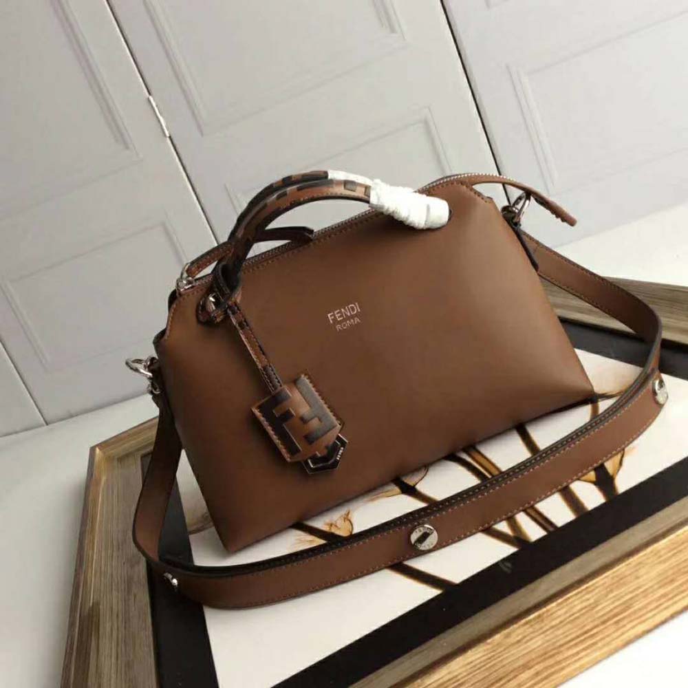 Fendi Women By the Way Regular Leather Boston Bag-Brown - image 5