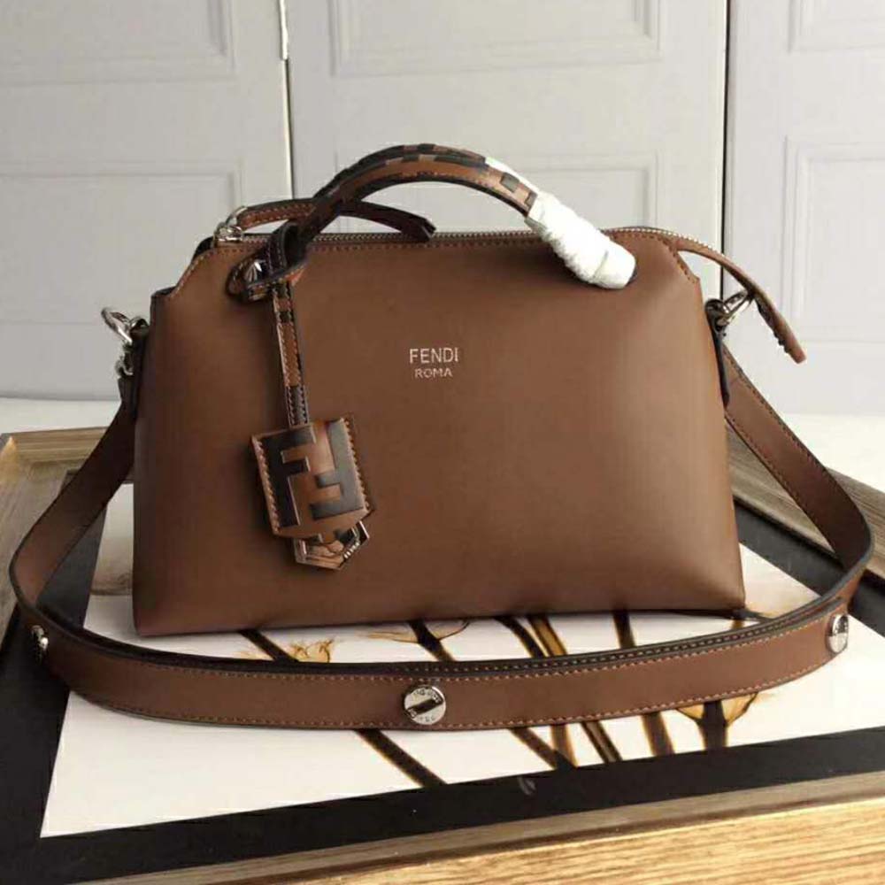Fendi Women By the Way Regular Leather Boston Bag-Brown - image 2
