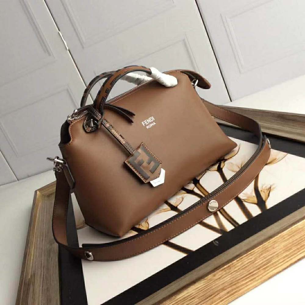 Fendi Women By the Way Regular Leather Boston Bag-Brown - image 4