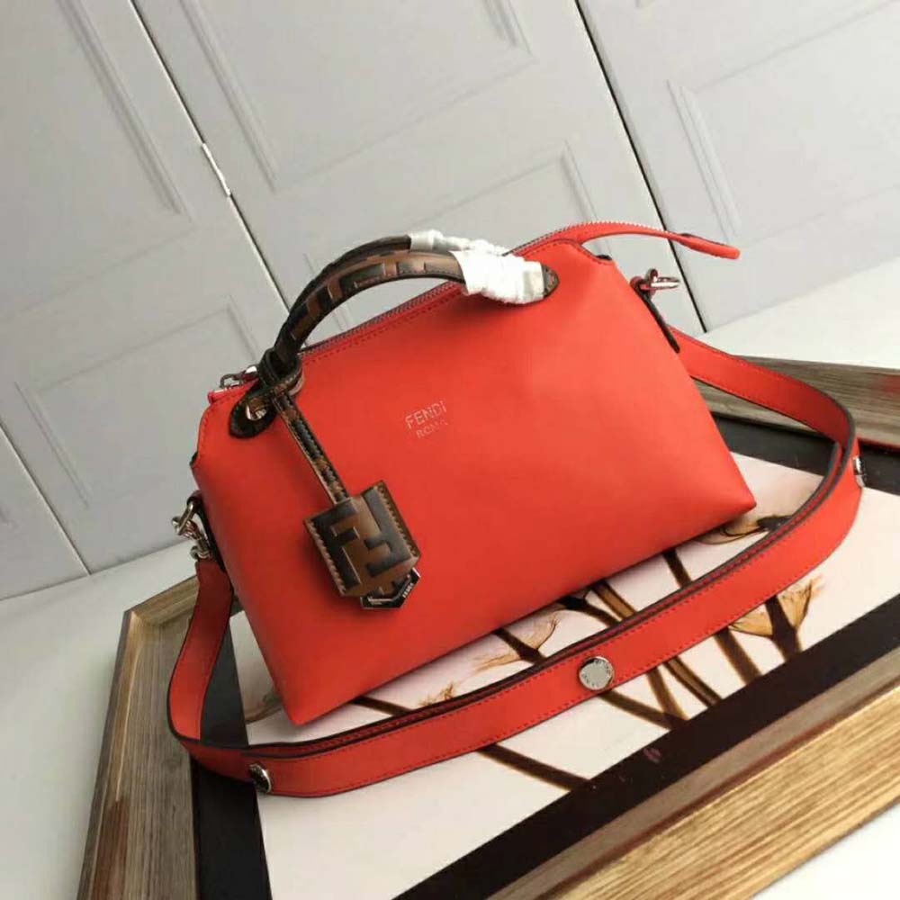 Fendi Women By the Way Regular Leather Boston Bag-Red - image 3