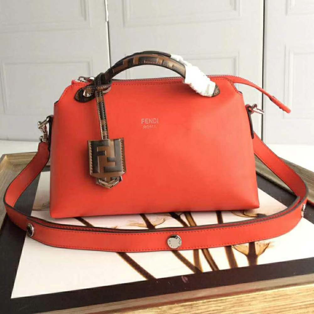 Fendi Women By the Way Regular Leather Boston Bag-Red - image 2