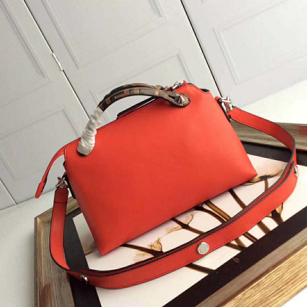 Fendi Women By the Way Regular Leather Boston Bag-Red - image 5