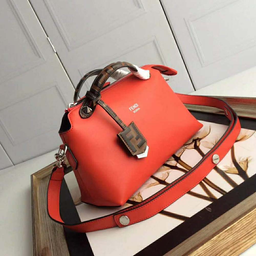 Fendi Women By the Way Regular Leather Boston Bag-Red - image 4