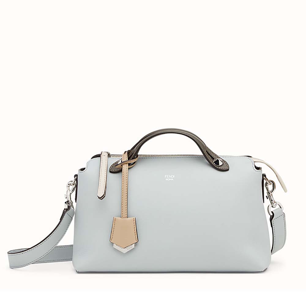 Front view of Fendi Women By the Way Regular Small Leather Boston Bag-Aqua